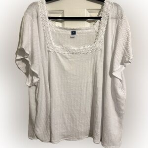 NWOT White Flowy Blouse | 3X